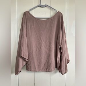 9- KARIJEAN Mocha Boat Neck Loose Fit KIMONO  Top